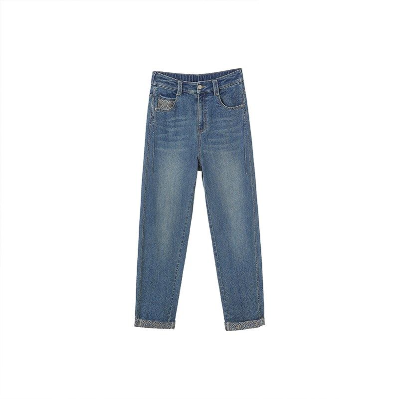 李子木2025春季新款窄版直筒牛仔裤女显瘦高腰长裤复古百搭小脚裤