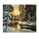 数字油画diy填充解闷手工填色森林山川小屋冬天雪景丙烯油彩画画
