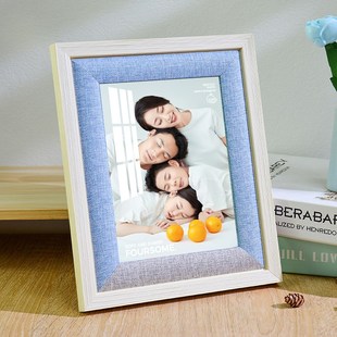 洗照片加相框可爱儿童原木摆台定制照片冲洗做成框架北欧10寸八寸
