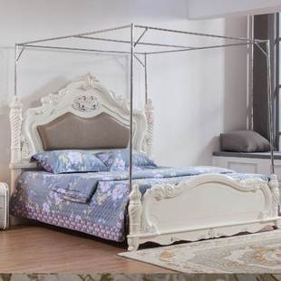 蚊帐三开门拉链式 落地宫廷家用不锈钢加粗1.8米1.5m可订做 重叠式