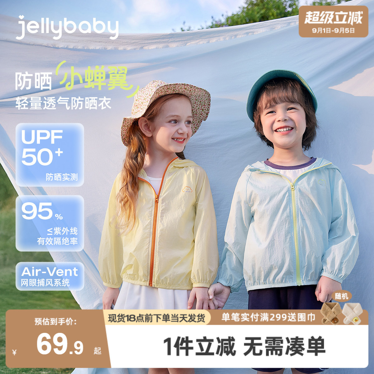 儿童防晒服夏款薄款防紫外线男童夏装宝宝夏季皮肤衣女童夏款外套
