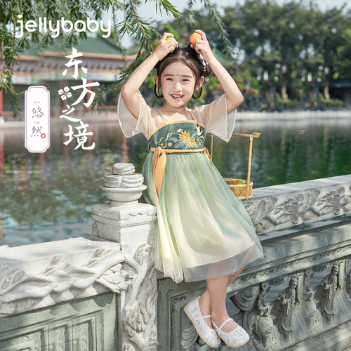 女童古风汉服裙夏宝宝夏季改良襦裙幼童中国风连衣裙夏装儿童裙子