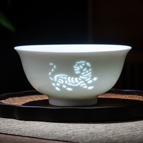 景德镇陶瓷碗家用2025新款十二生肖米饭碗玲珑瓷餐具高级感高白瓷