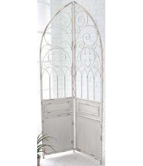 COVENT/ARCH DECO做旧金属复古白色双扇装饰屏风