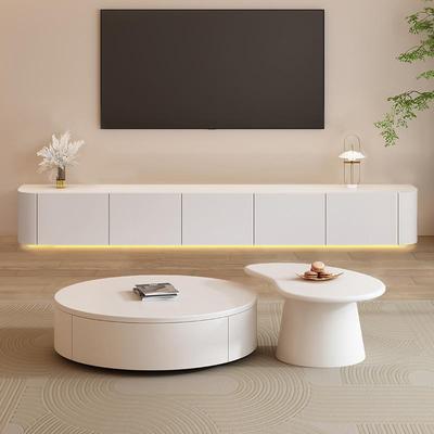 my纯实木落地电视柜茶几组合岩板现代简约小户型家用客厅高款落地