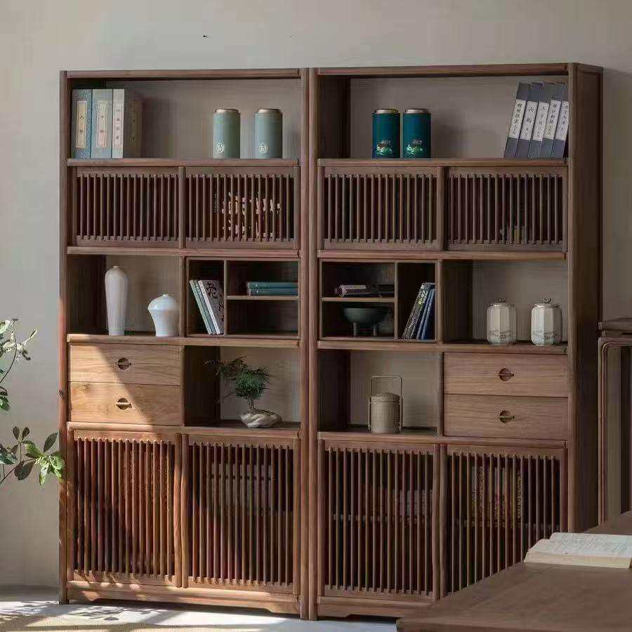 新中式实木博古架客厅书柜展示柜老榆木多宝阁书架茶室置物架