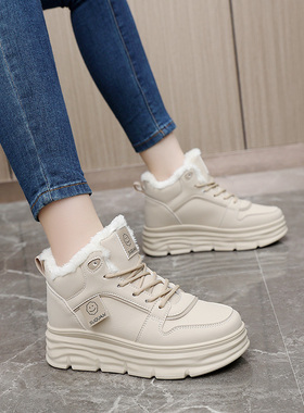 STXT休闲鞋女2025秋冬季新款内增高6.5公分复古厚底百搭运动棉鞋