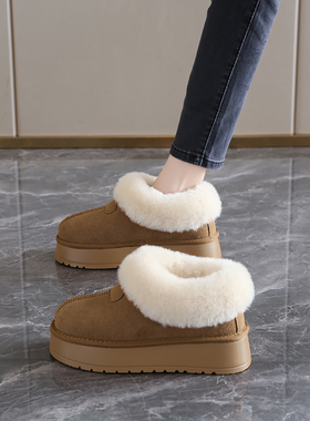 STXT雪地靴女2025秋冬新款内增高5公分复古加绒保暖舒适休闲女靴