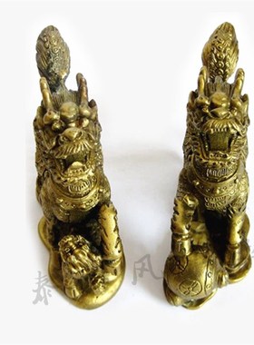 铜麒麟桌面摆件家居装饰工艺品乔迁开业办公室玄关客厅卧室店铺礼