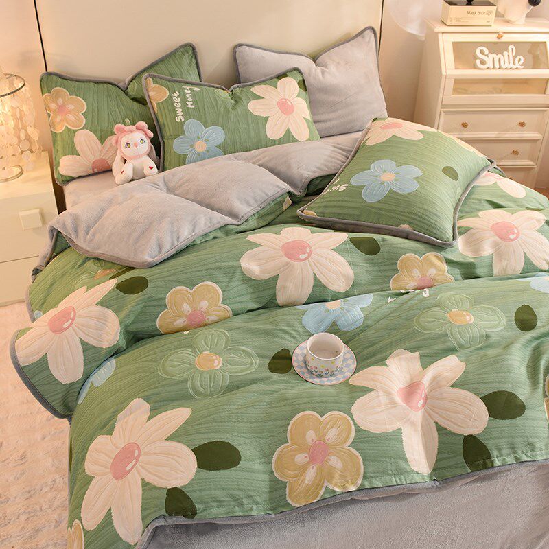 牛奶珊瑚绒被套单件ab面棉加绒220x240cm法兰绒180单面绒被罩冬季