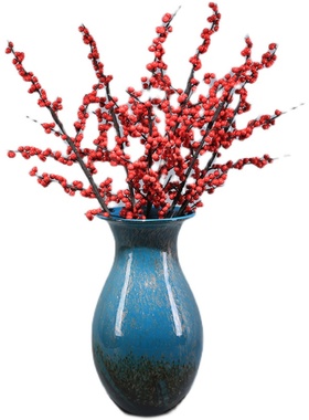 轻奢新中式创意彩色玻璃花瓶摆件客厅玄关装饰样板间美式干花插花