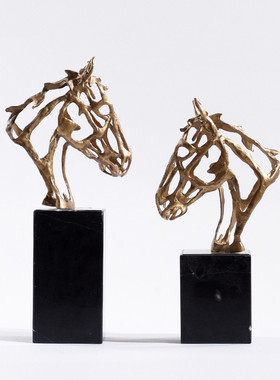 新中式抽象镂空马摆件家居客厅酒柜博古架玄关样板间办公室装饰品