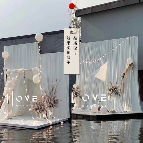 婚庆铁艺架子纱幔布幔花架订婚礼舞台黑色背景架几何拱门迎宾支架