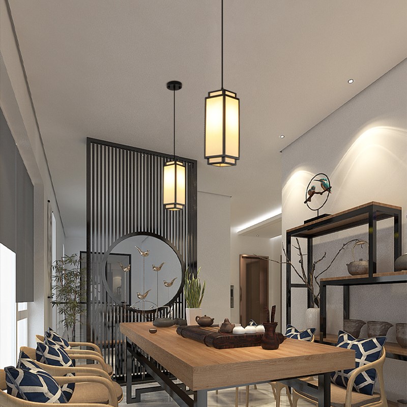 新中式小吊灯单头餐厅吧台茶桌灯中国风走廊玄关书房卧室床头吊灯