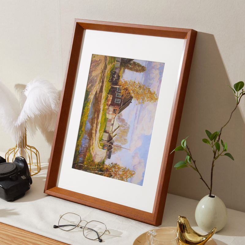 简约实木大相框空框4k画框素描木纹原木色8K木质海报装裱框架定制