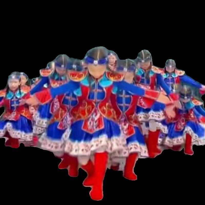 新款儿童蒙古族演出服少数民族服装女童筷子舞长裙袍台表演套舞蹈