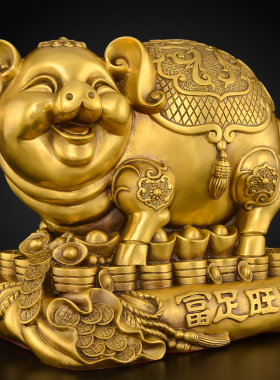 铜猪摆件纯铜存钱罐猪客厅玄关酒柜乔迁新居装饰工艺品大号