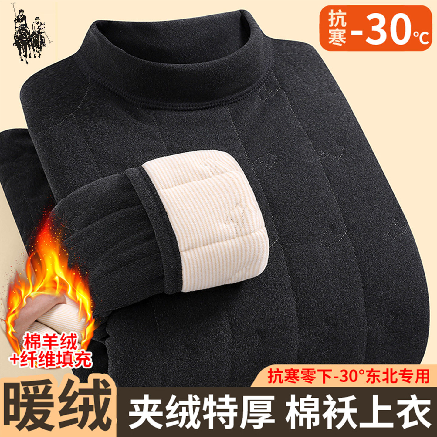 大码保暖上衣男士加绒加厚冬季