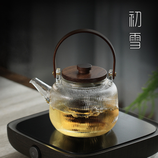 电陶炉煮茶器烧水提梁壶泡茶透明耐高温茶具 玻璃蒸煮茶壶日h式