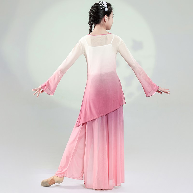 儿童古典舞演出服飘逸纱衣女童舞蹈E练功服扇子舞中国舞汉服表演
