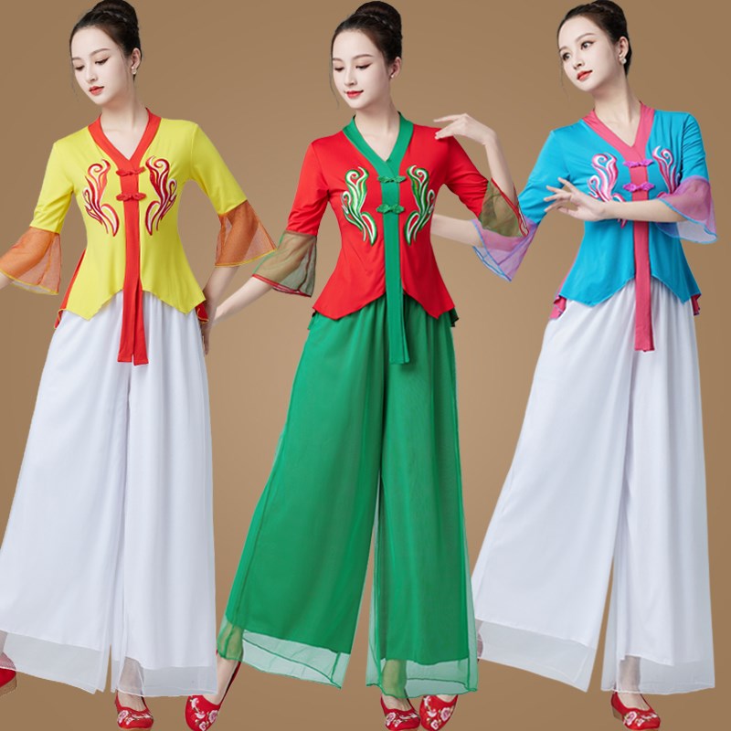 民族风古b典舞蹈服新款广场舞服装套装演出服秧歌服跳舞衣表演服