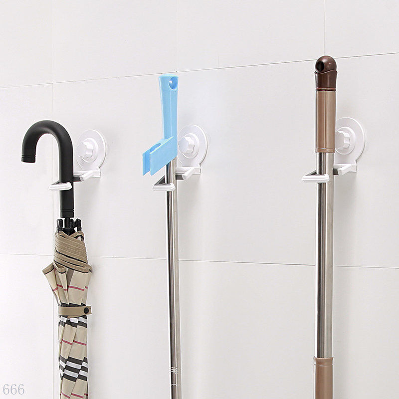 墙上吸盘拖把架免打孔扫把架拖把挂架卫生间门后壁挂钩拖把卡座架