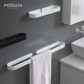 免打孔白色毛巾架单杆浴室挂件卫生间毛巾杆置物架毛巾挂浴巾架