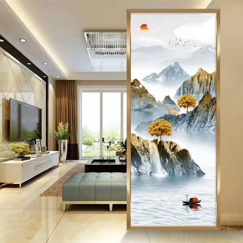 中式屏风隔断墙客厅玄关家用进门遮挡办公室卫生间艺术玻璃座屏