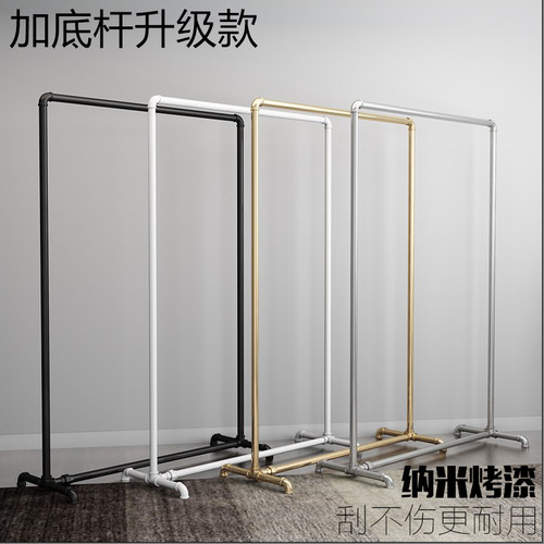 服装展示架水管龙门架铁艺落地架带滑轮铁衣架简易晾衣架可移动