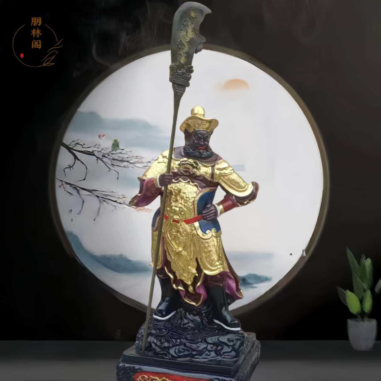1.8米武财神赵公明 关公 周仓关平树脂玻璃钢木雕彩绘贴金