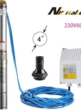 跨境不锈钢深井泵2Hp高扬程防腐井用清水抗沙潜水泵出口220V60Hz