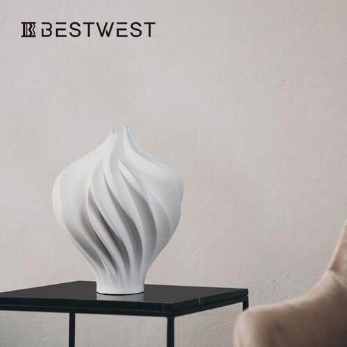 Best west 白色火炬螺旋抽象陶瓷花瓶摆件新中式家居客厅花器陶罐