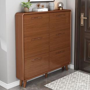 纯实木鞋柜超薄大容量家用门口小户型翻斗式简约现代门厅柜省空间