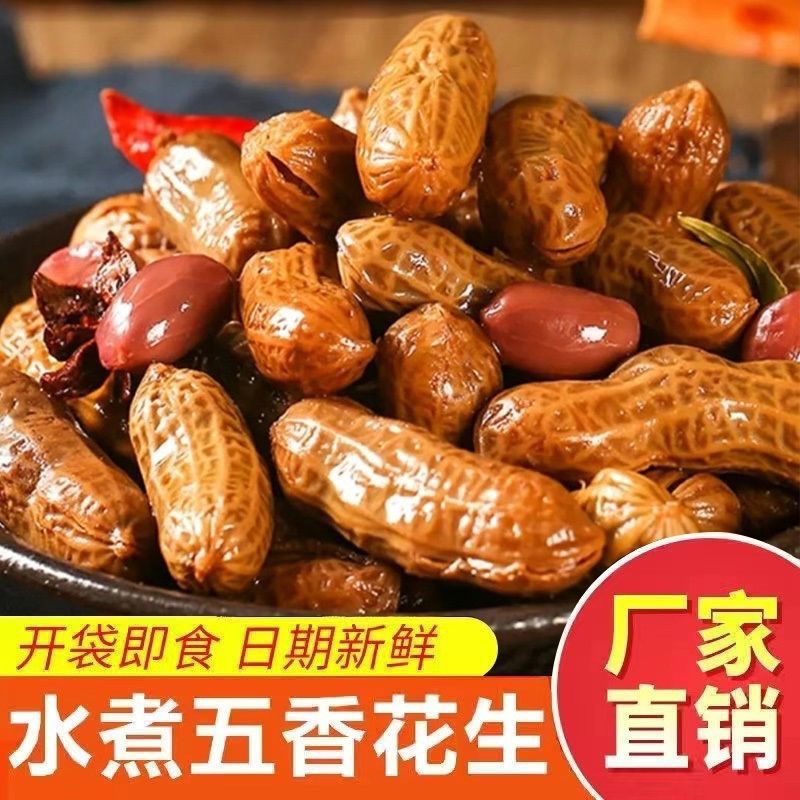五香水煮带汁花生新鲜水煮夜市烧