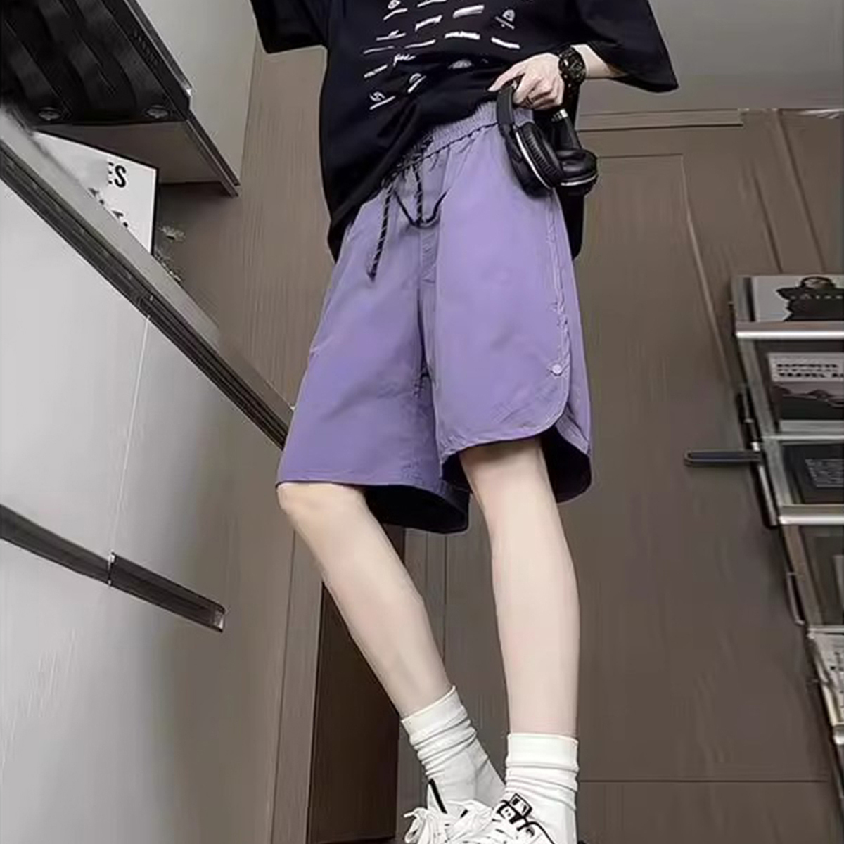 速干短裤女夏季外穿工装直筒五分
