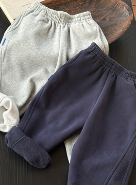 Pawn Tiger2025冬季儿童两色恒温暖皮加绒卫裤秋冬保暖运动休闲裤