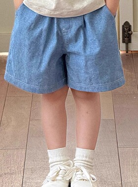 Pawn Tiger2025夏季新款儿童牛仔蓝纯棉轻薄透气短裤百搭休闲裤