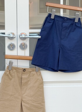 Pawn Tiger2025夏季新款高品质儿童短裤两色纯棉柔软舒适休闲中裤