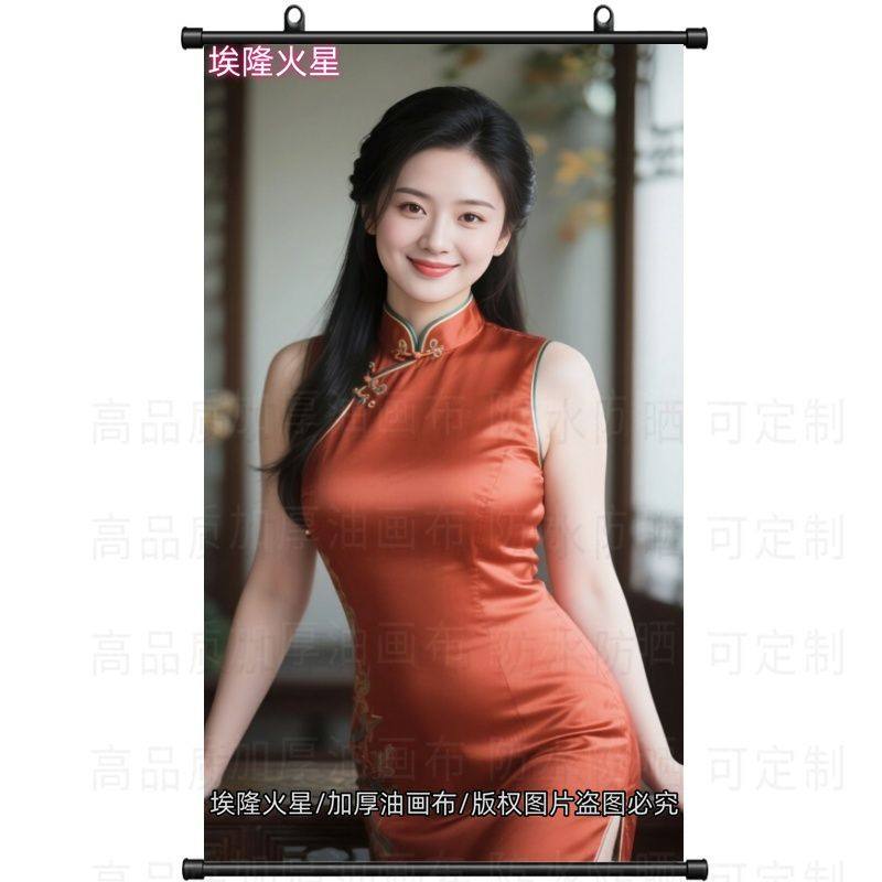 新款国风旗袍美女挂画挂墙房间墙上玄关墙面挂墙装饰