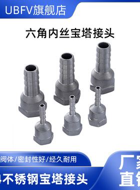 304/316不锈钢内螺纹宝塔接头内丝管子接头1寸变径快接头水暖配件