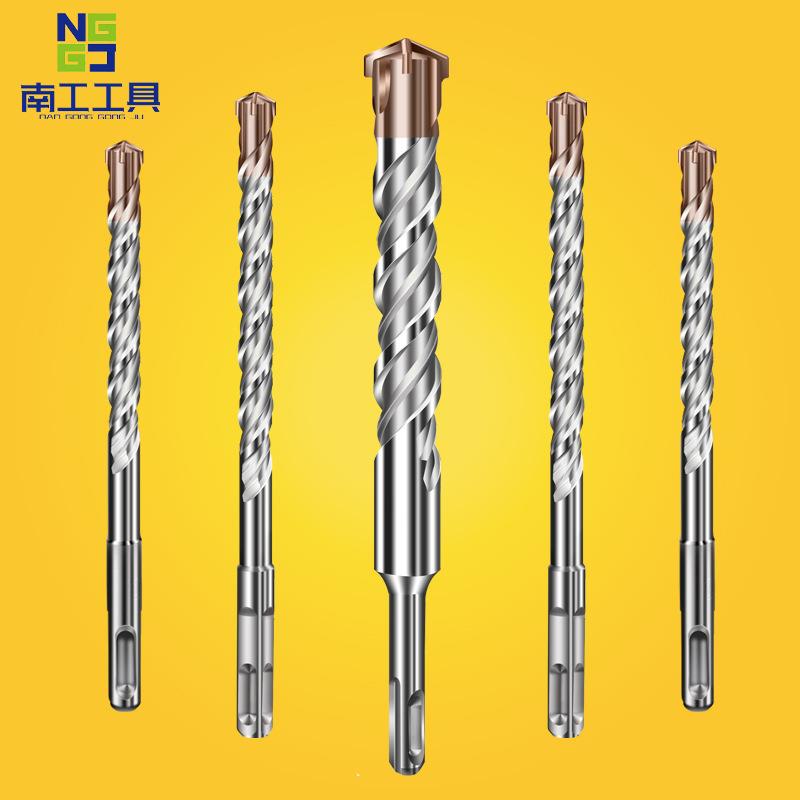 十字冲击钻头电锤混凝土圆柄穿墙方柄过墙转头四坑合金四刃建工钻