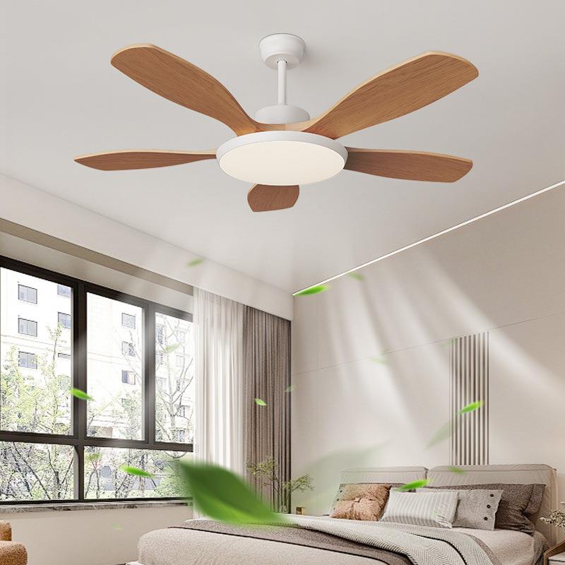 新款中式木纹餐厅风扇灯全光谱客厅变频吊扇灯卧室吸顶静音电扇灯