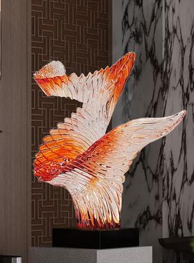 高档装饰品摆件抽象雕塑工艺品室内玄关装饰品摆设品创意透明雕塑