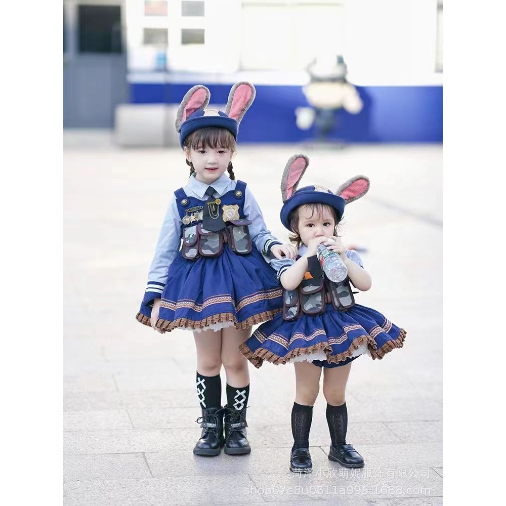 万圣节服朱迪兔子警官cos服表演连衣裙儿童洛丽塔公主裙卡通礼服