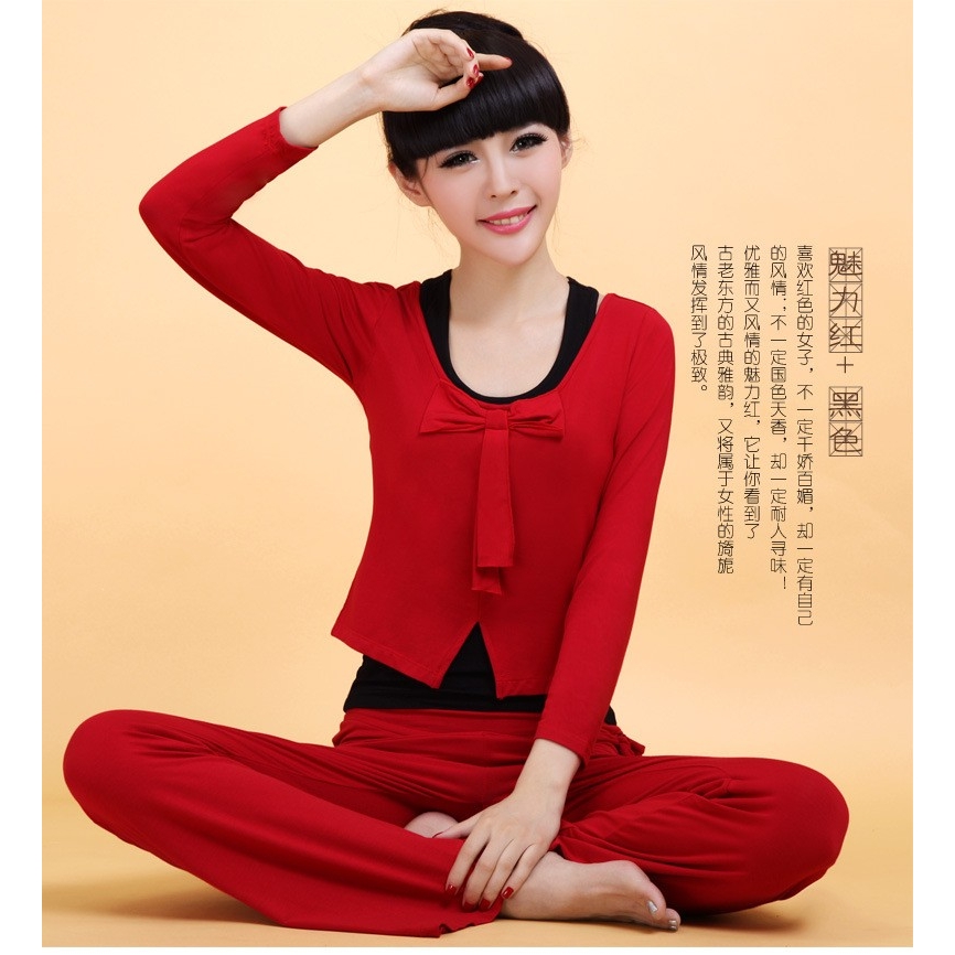 新款时尚修身瑜伽服 舞蹈服 健身练功服蝴蝶结三件套女