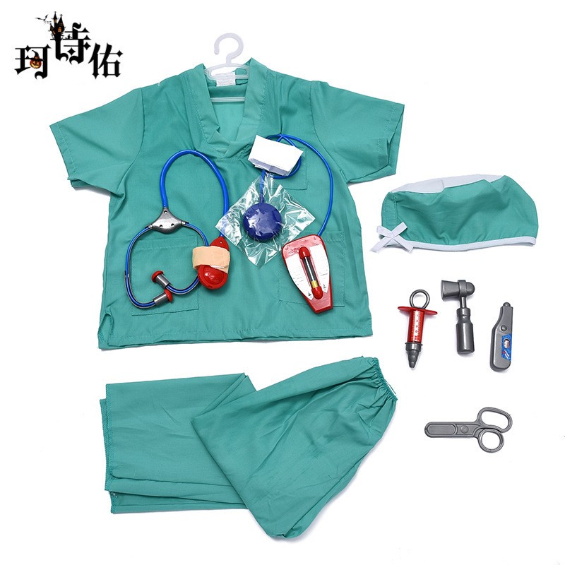 万圣节儿童手术外科医生造型表演服表演化妆派对服装0969手术服
