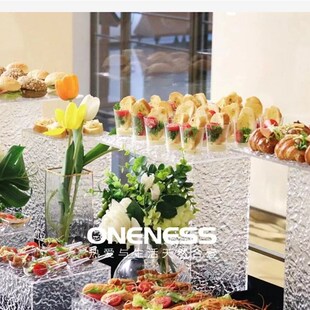 水晶压克力水波纹甜品台下午茶点心冷餐石头纹展示架婚庆摆台