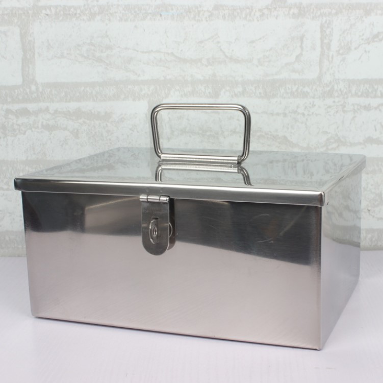 锈钢印章箱财务放章盒子小箱子带锁扣儿童存钱箱收银箱钱罐