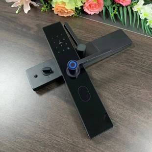 锁电子锁半自动双轴承把锁一握开手稳 一握开纹指家用防盗门能密码