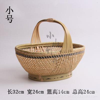 精编竹篮子手提篮竹编家用买菜篮水果篮收纳篮竹筐鸡蛋篮包邮